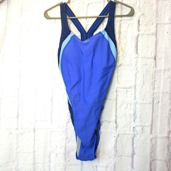 SPEEDO Classic Blue One-Piece Swimsuit 12 - Picture 1 of 5